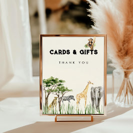 Wild One Safari Animal Birthday Table Top Sign Fotodruck