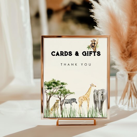 Wild One Safari Animal Birthday Table Top Sign Fotodruck