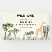 Wild One Safari Animal Birthday Welcome Banner (Horizontal)