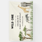 Wild One Safari Animal Birthday Welcome Banner (Vertikal)