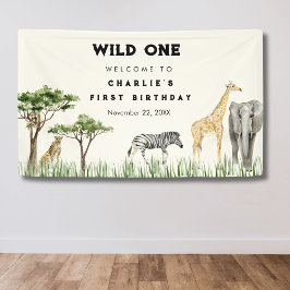 Wild One Safari Animal Birthday Welcome Banner