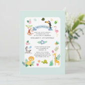 Wild One Safari Animal Gender Neutral 1. Geburtsta Einladung (Stehend Vorderseite)