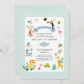 Wild One Safari Animal Gender Neutral 1. Geburtsta Einladung (Vorne/Hinten)