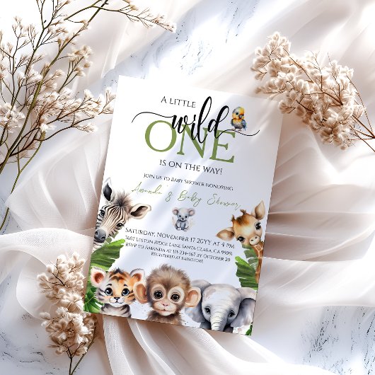 Wild One Safari Animal Jungle Baby Dusche Einladung