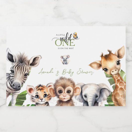 Wild One Safari Animal Jungle Baby Dusche Schaumweinetikett (Einzelnes Label)