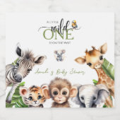 Wild One Safari Animal Jungle Baby Dusche Schaumweinetikett (Einzelnes Label)