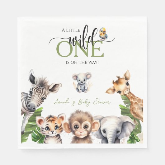 Wild One Safari Animal Jungle Baby Dusche Serviette (Vorderseite)
