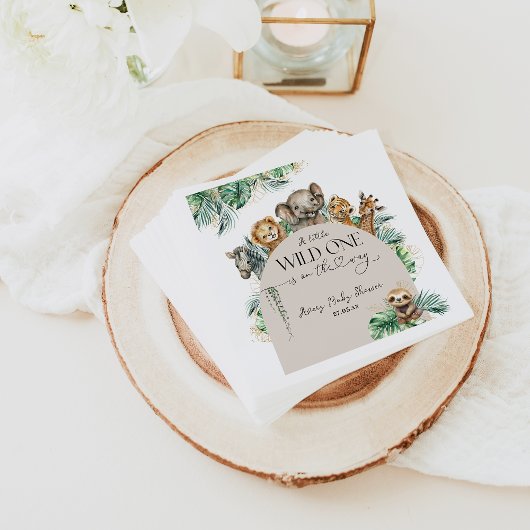 Wild One Safari Animal Jungle Modern Baby Shower Serviette