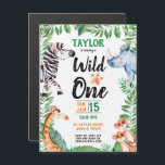 Wild One Safari Animal Kids 1. Geburtstag Party Magneteinladung<br><div class="desc">Wild One Safari Animal kids 1st Birthday Party Einladung. Zebra,  Rhinozeros,  Giraffen und Mücken mit Blätter zu Safari-Themen. Wilde Dinge Kindergeburtstag Einladungen für ein Safari Wild Ding Party. www.SamAnnDesigns.com</div>
