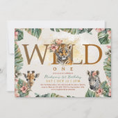 Wild One Safari Animal Tiger Baby Boy 1. Geburtsta Einladung (Vorderseite)