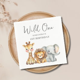 Wild One Safari Animal zum Geburtstag Serviette