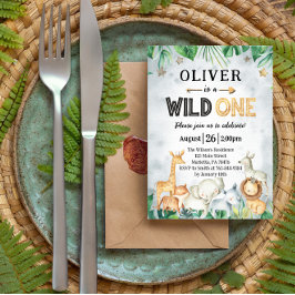Wild One Safari Animals 1. Geburtstag Einladung