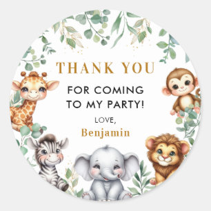 Wild One Safari Animals 1. Geburtstag Vielen Dank Runder Aufkleber