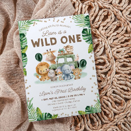 Wild One Safari Animals 1st Birthday Einladung