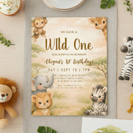 Wild One Safari Animals 1st Birthday Invitation Einladung
