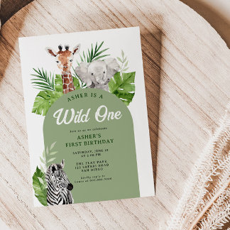 Wild One Safari Animals 1st Birthday Invitation Einladung