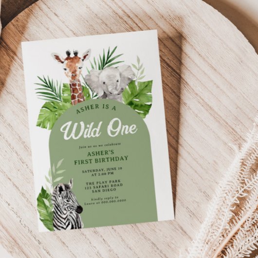 Wild One Safari Animals 1st Birthday Invitation Einladung
