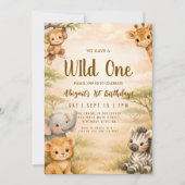 Wild One Safari Animals 1st Birthday Invitation Einladung (Vorderseite)
