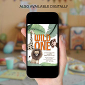 Wild One Safari Animals 1st Birthday Party Einladung