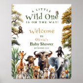 Wild One Safari Animals Baby Dusche Begrüßungszeic Poster (Vorne)