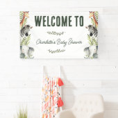 Wild One Safari Animals Baby Dusche Willkommen Banner (Insitu)
