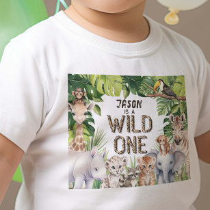 Wild One Safari Animals Baby Junge 1. Geburtstag Baby T-shirt