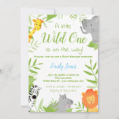 Wild One Safari Animals Baby Shower Boy Einladung (Vorderseite)