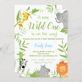 Wild One Safari Animals Baby Shower Boy Einladung