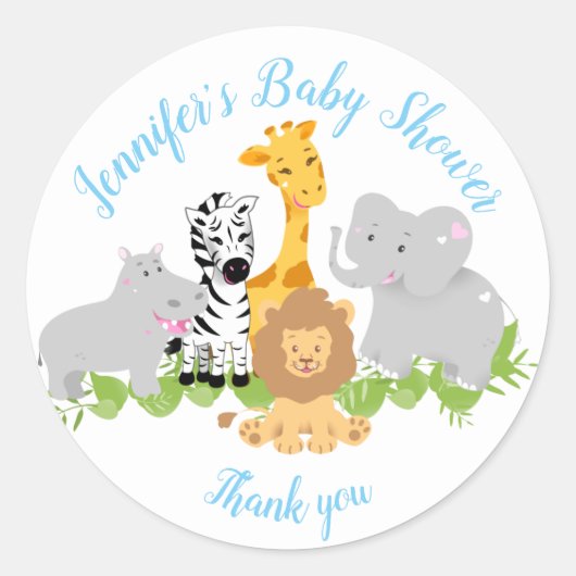 Wild One Safari Animals Baby Shower Boy Sticker (Vorderseite)