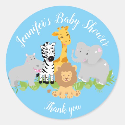 Wild One Safari Animals Baby Shower Boy Sticker (Vorderseite)