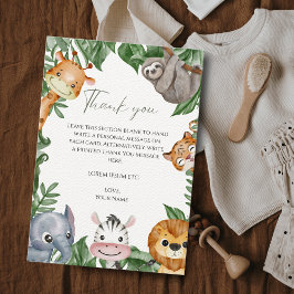 Wild One Safari Animals Baby Shower Dankeskarte