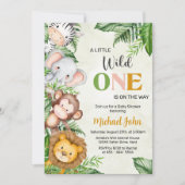 Wild One Safari Animals Baby Shower Einladung (Vorderseite)