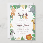 Wild One Safari Animals Baby Shower Einladung (Vorderseite)