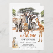 Wild One Safari Animals Baby Shower Einladung (Vorne/Hinten)