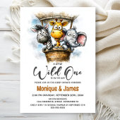 Wild One Safari Animals Baby Shower Einladung