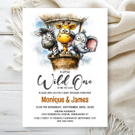 Wild One Safari Animals Baby Shower Einladung