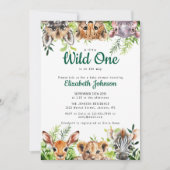 Wild One Safari Animals Baby Shower Einladung (Vorderseite)