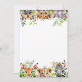 Wild One Safari Animals Baby Shower Einladung (Rückseite)