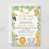 Wild One Safari Animals Baby Shower Einladung (Vorderseite)