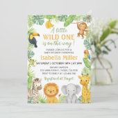 Wild One Safari Animals Baby Shower Einladung (Stehend Vorderseite)