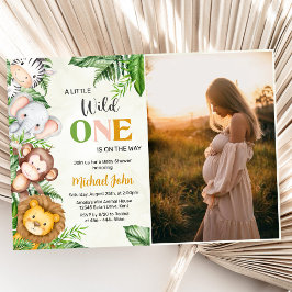 Wild One Safari Animals Baby Shower Foto Einladung