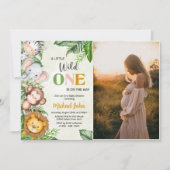 Wild One Safari Animals Baby Shower Foto Einladung (Vorderseite)