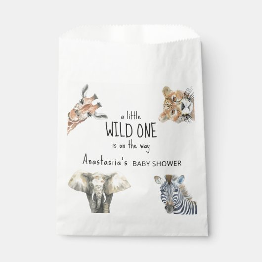 Wild One Safari Animals Baby Shower Geschenktütchen (Vorderseite)