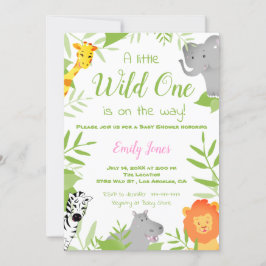 Wild One Safari Animals Baby Shower Girl Einladung