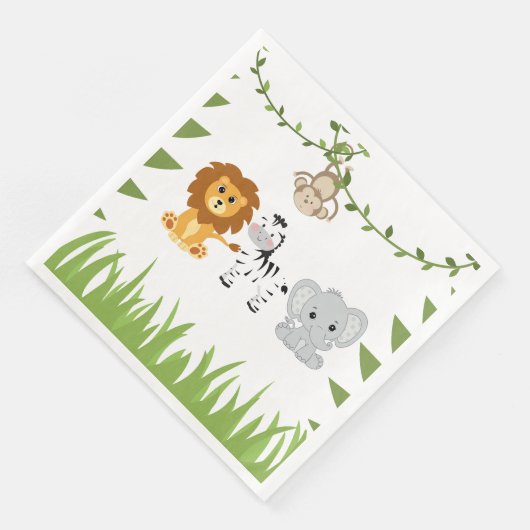Wild One Safari Animals Baby Shower Paper Napkin Serviette (Ecke)