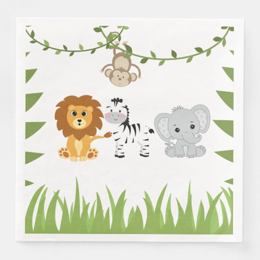 Wild One Safari Animals Baby Shower Paper Napkin Serviette (Vorderseite)
