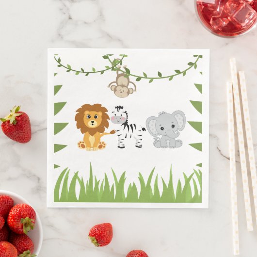 Wild One Safari Animals Baby Shower Paper Napkin Serviette (Beispiel)