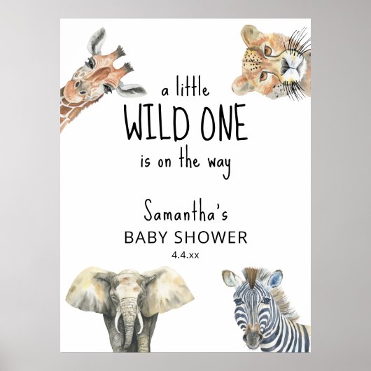 Wild One Safari Animals Baby Shower Poster (Vorne)