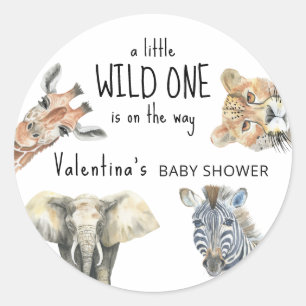 Wild One Safari Animals Baby Shower Runder Aufkleber