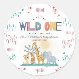 Wild One Safari Animals Baby Shower Runder Aufkleber